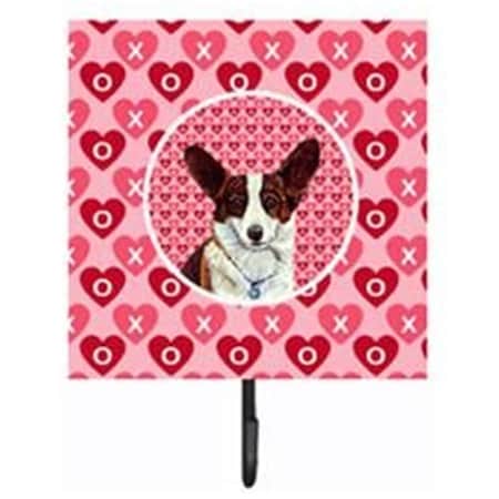 Jensendistributionservices 4.25 x 7 in. Corgi Valentines Love and Hearts Leash Or Key Holder MI1712608